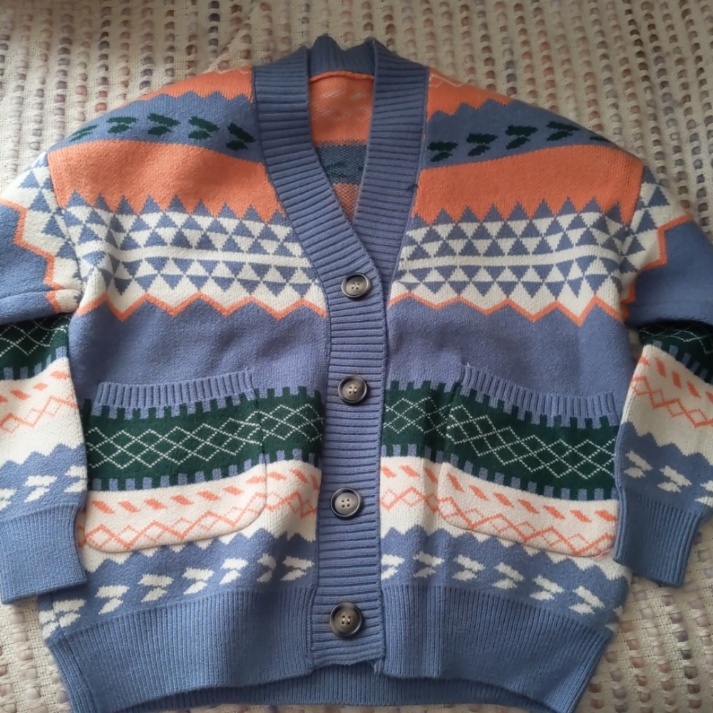 V neck multicolor cardigan